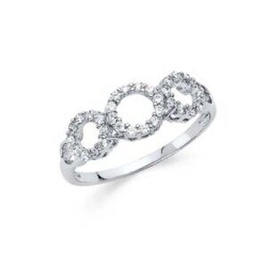 14K White Gold CZ Promise Ring 3 4 5 6 7 8 9